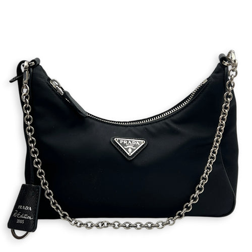 Re-Edition 2005 Crossbody Bag Black in Nylon, Silver hardware