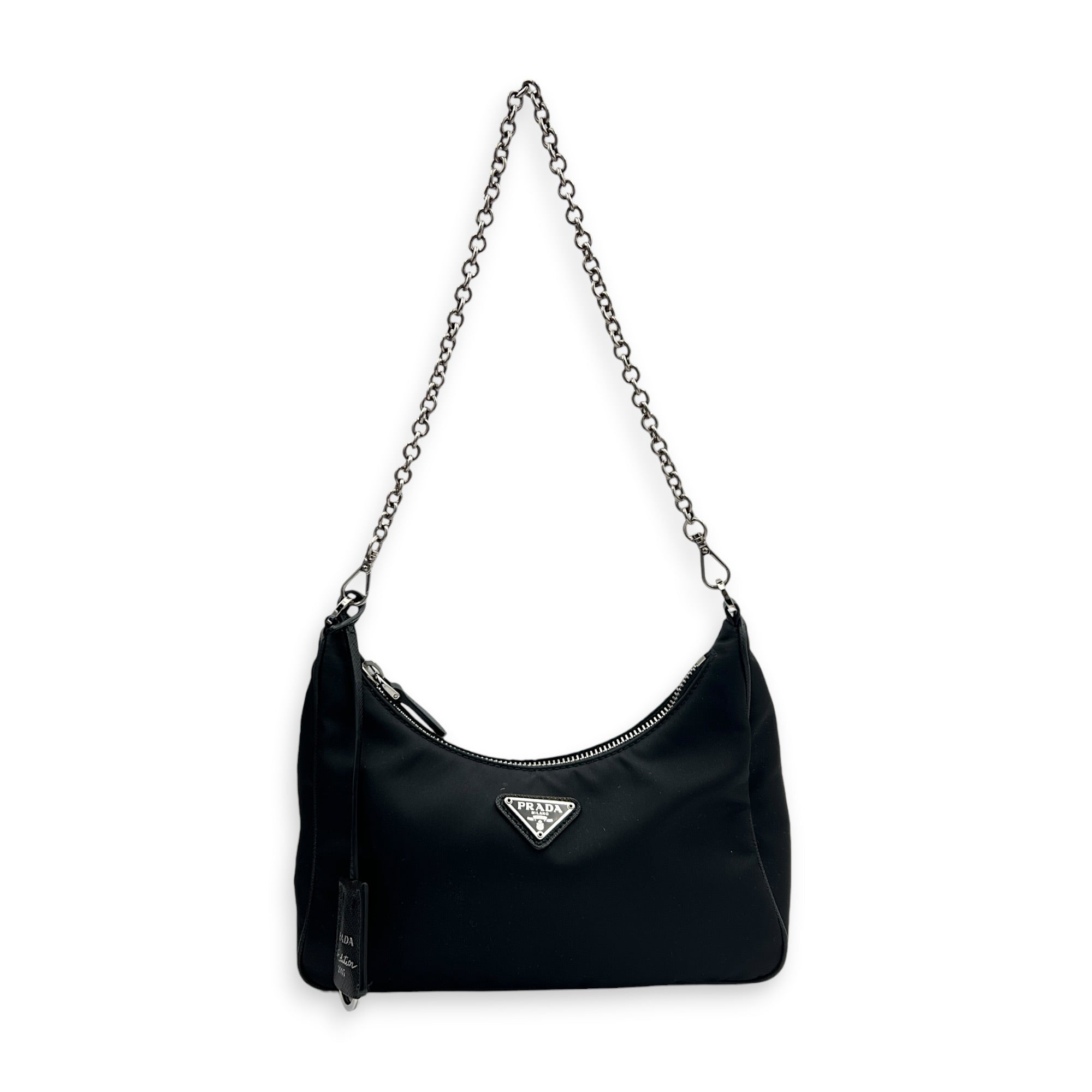 Re-Edition 2005 Crossbody Bag Black in Nylon, Silver hardware