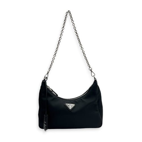Re-Edition 2005 Crossbody Bag Black in Nylon, Silver hardware