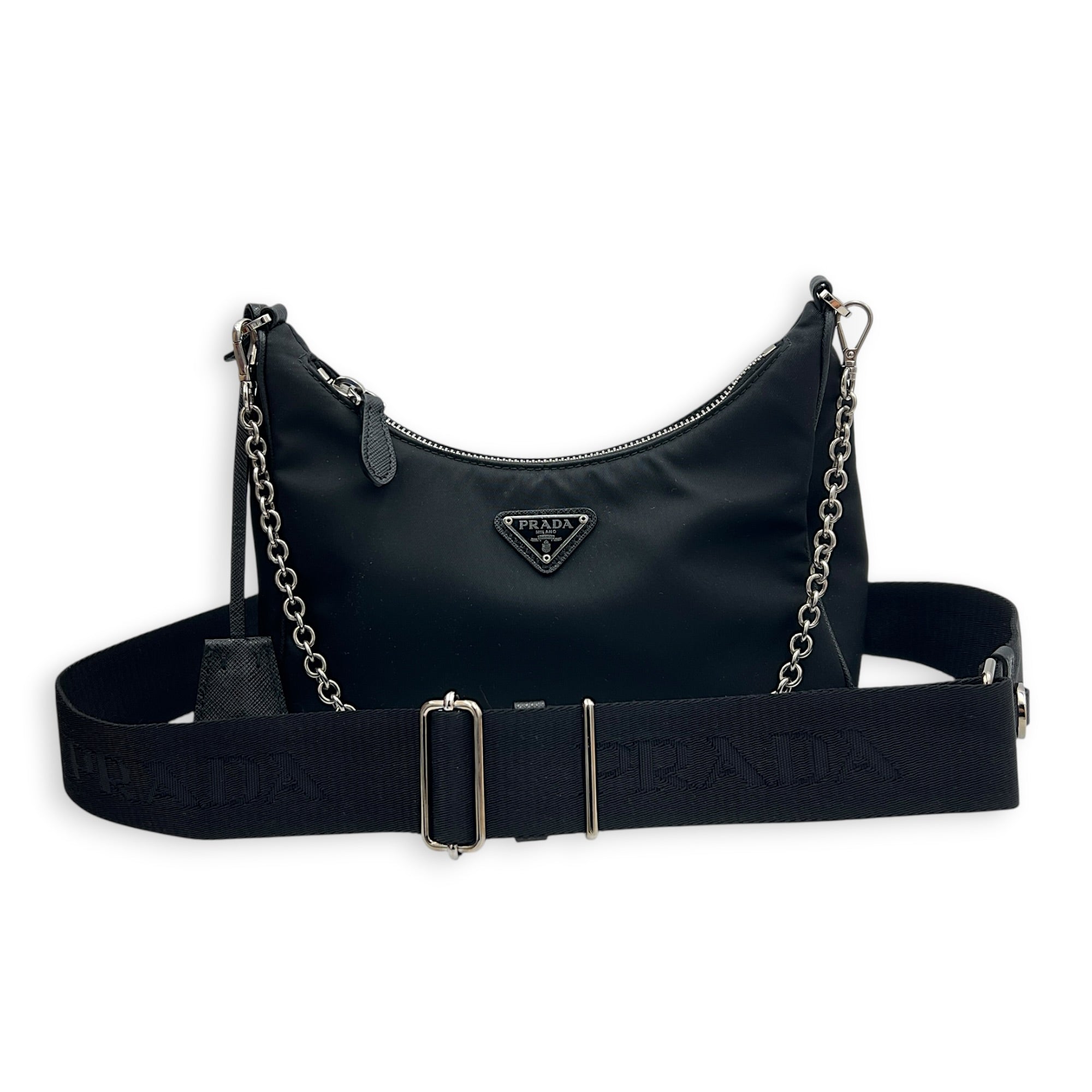 Re-Edition 2005 Crossbody Bag Black in Nylon, Silver hardware