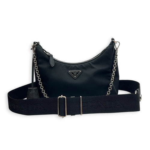 Re-Edition 2005 Crossbody Bag Black in Nylon, Silver hardware
