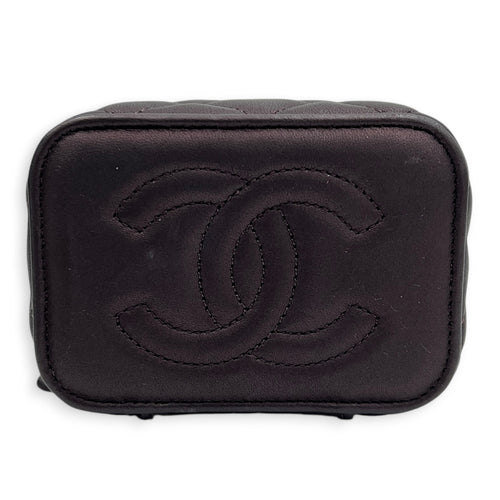 Vanity Mini Iridescent Purple Top Handle Bag in Lambskin, Gold hardware