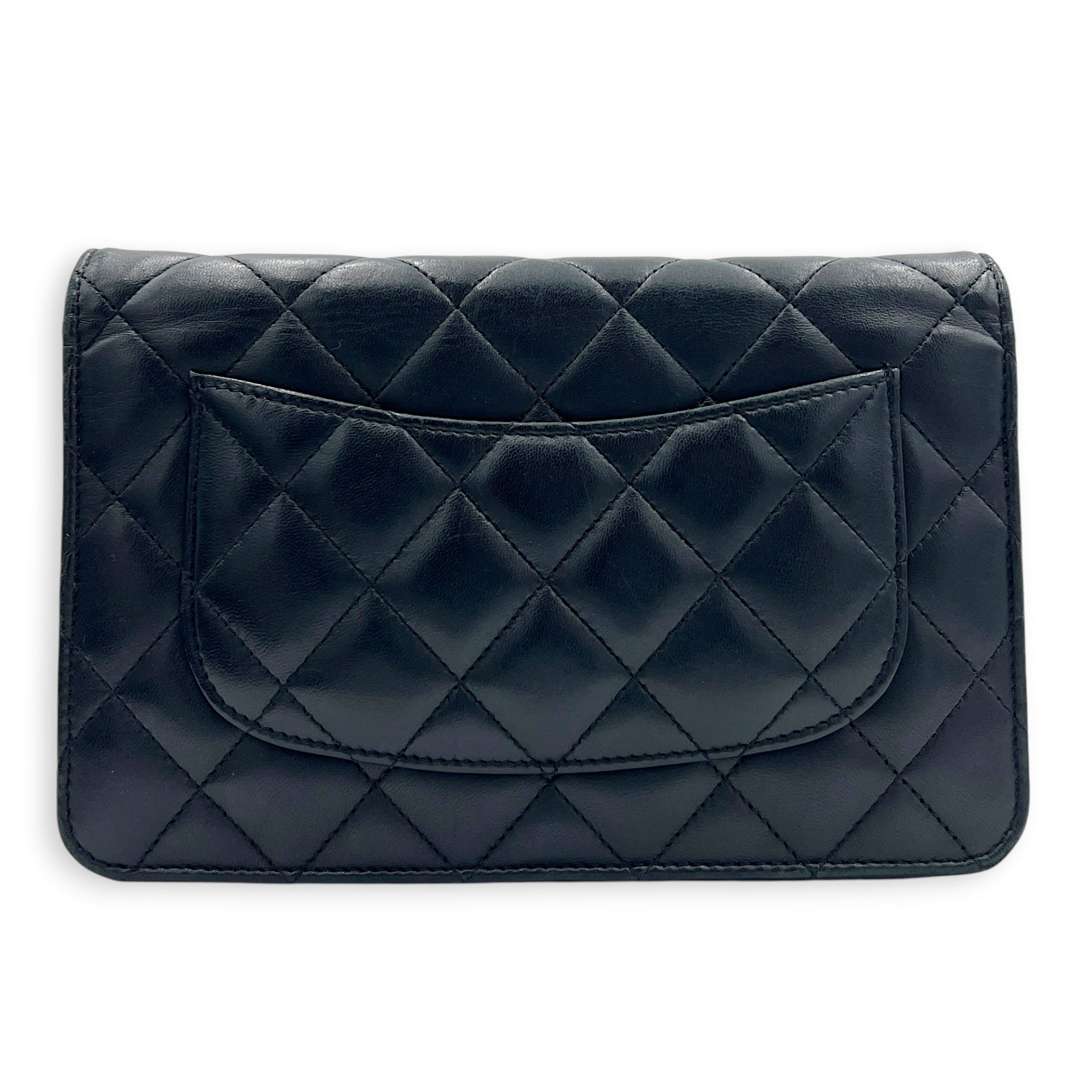 CC Wallet On Chain Black in Lambskin, Gold hardware
