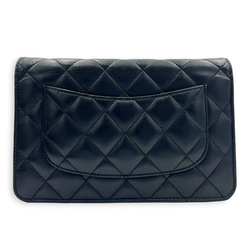 CC Wallet On Chain Black in Lambskin, Gold hardware