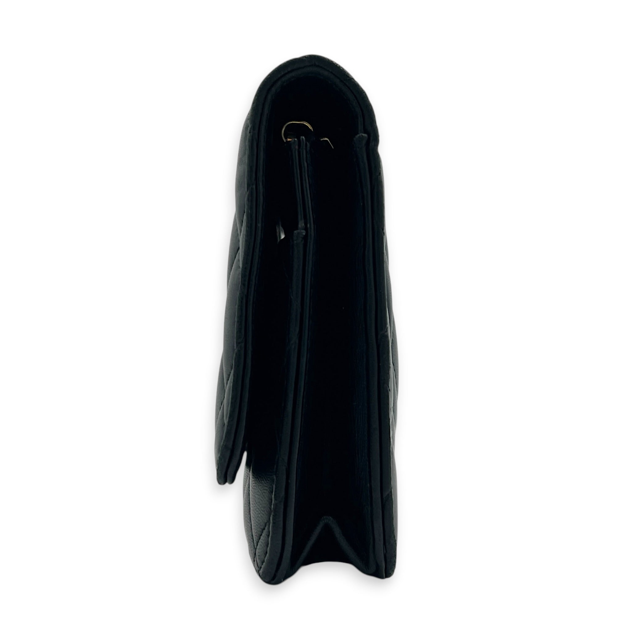 CC Wallet On Chain Black in Lambskin, Gold hardware