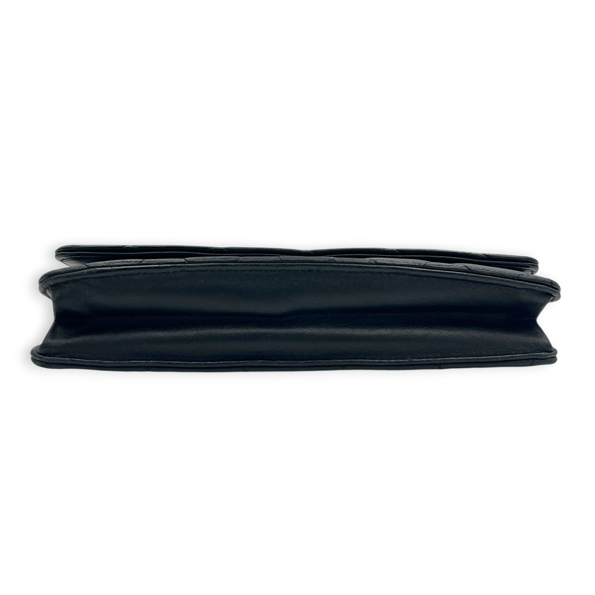 CC Wallet On Chain Black in Lambskin, Gold hardware