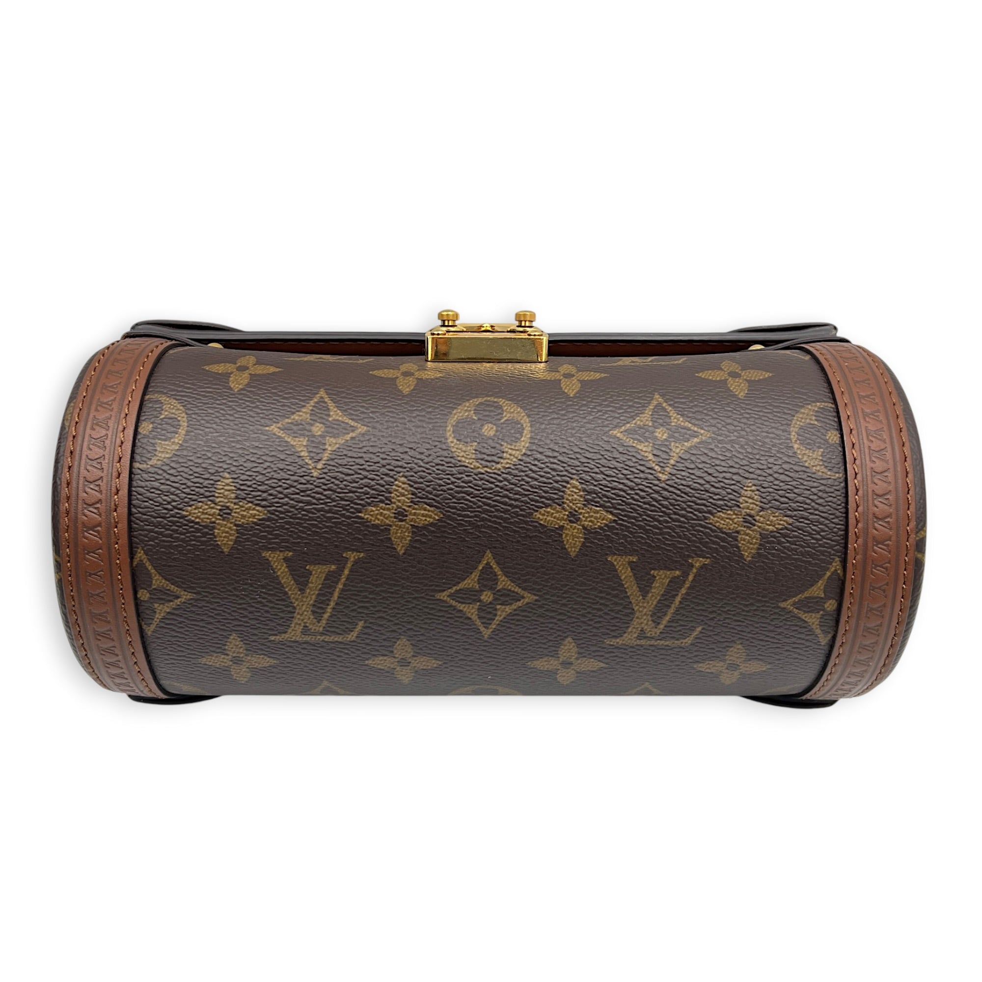 Papillon Trunk  Crossbody Bag Brown in Monogram Coated Canvas, Gold hardware
