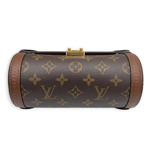 Papillon Trunk  Crossbody Bag Brown in Monogram Coated Canvas, Gold hardware