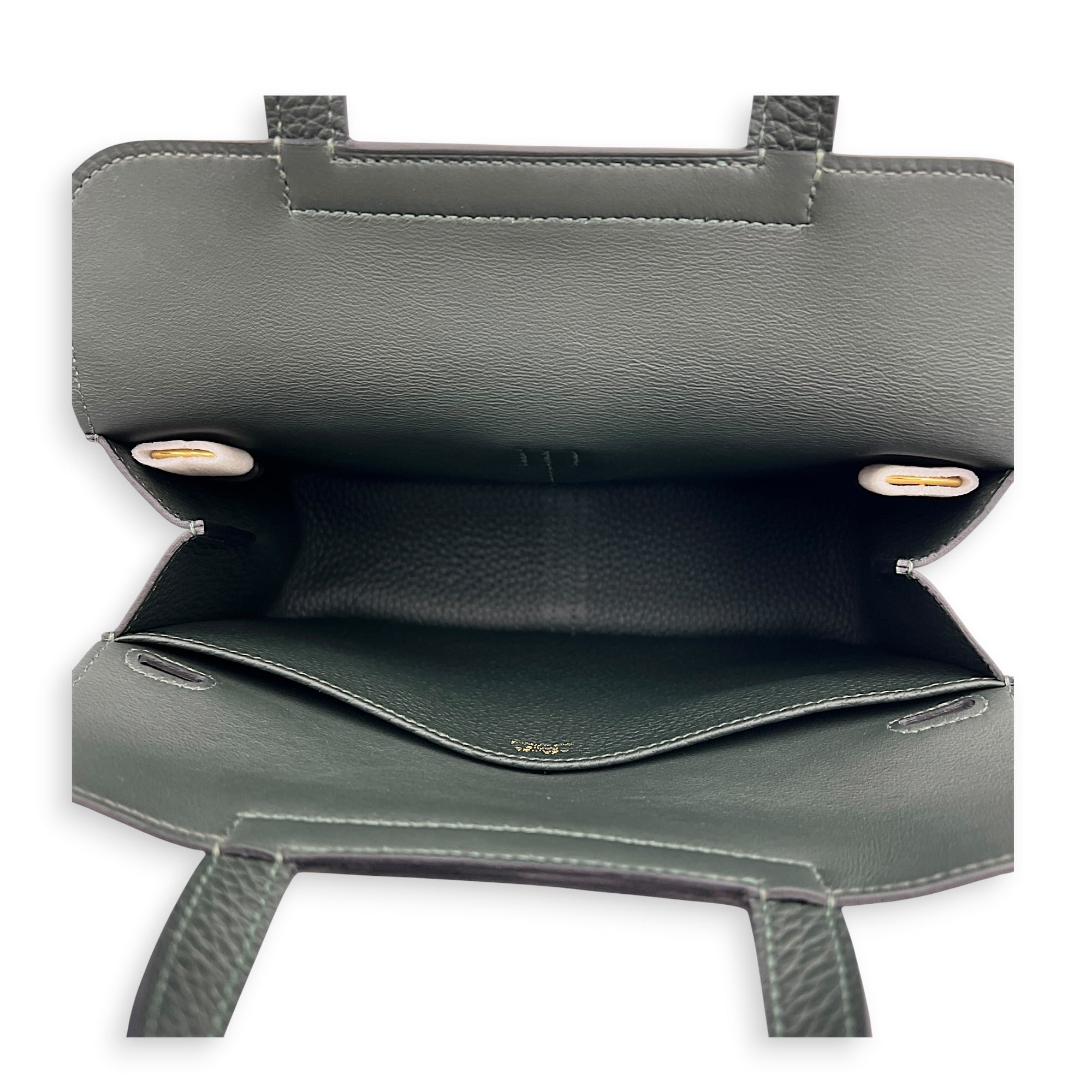 Halzan 25 Vert Fonce Shoulder Bag in Clemence, Gold hardware