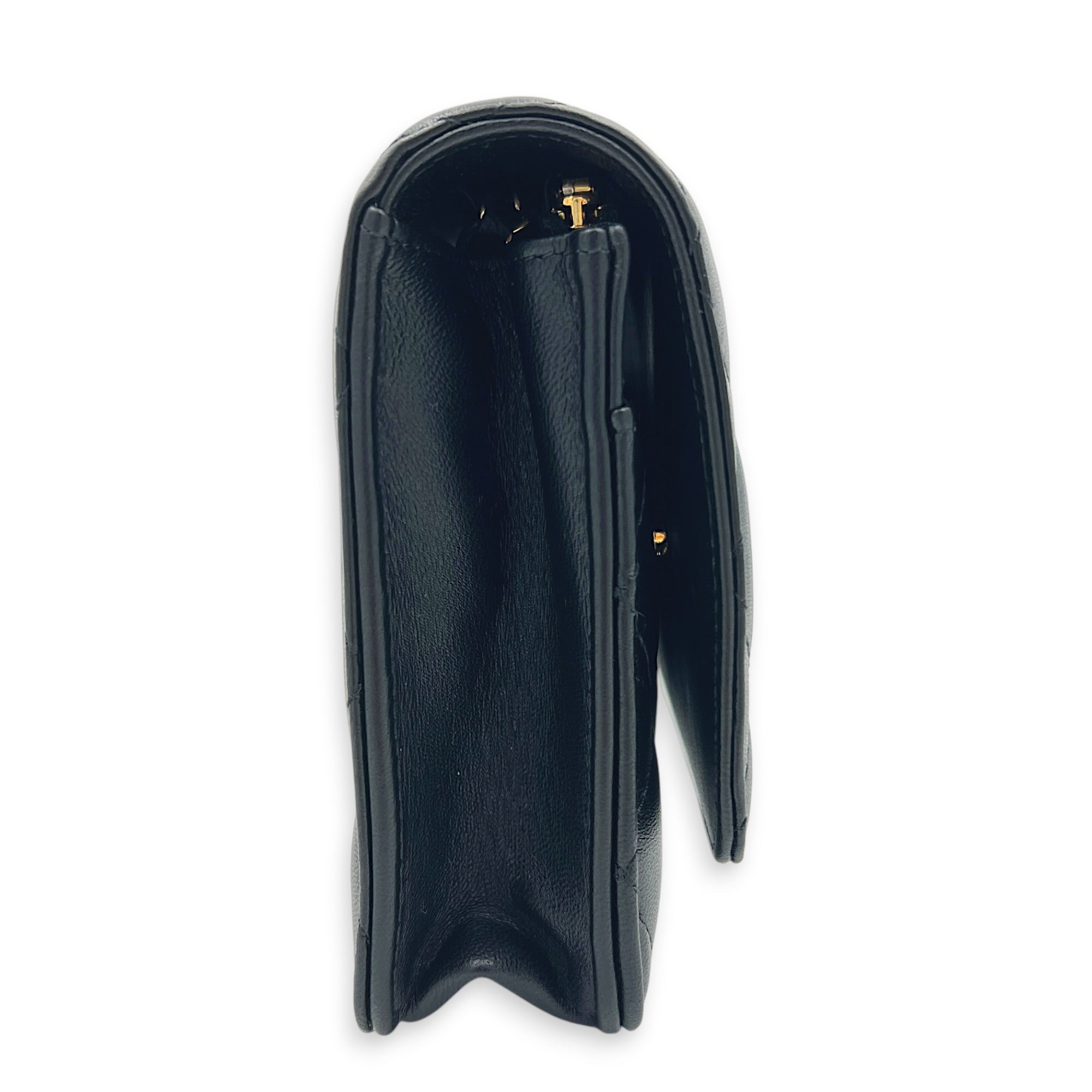 CC Wallet On Chain Black in Lambskin, Gold hardware