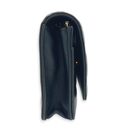 CC Wallet On Chain Black in Lambskin, Gold hardware