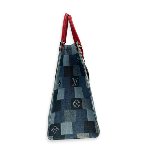 OnTheGo Top Handle Bag GM Blue in Denim, Gold hardware