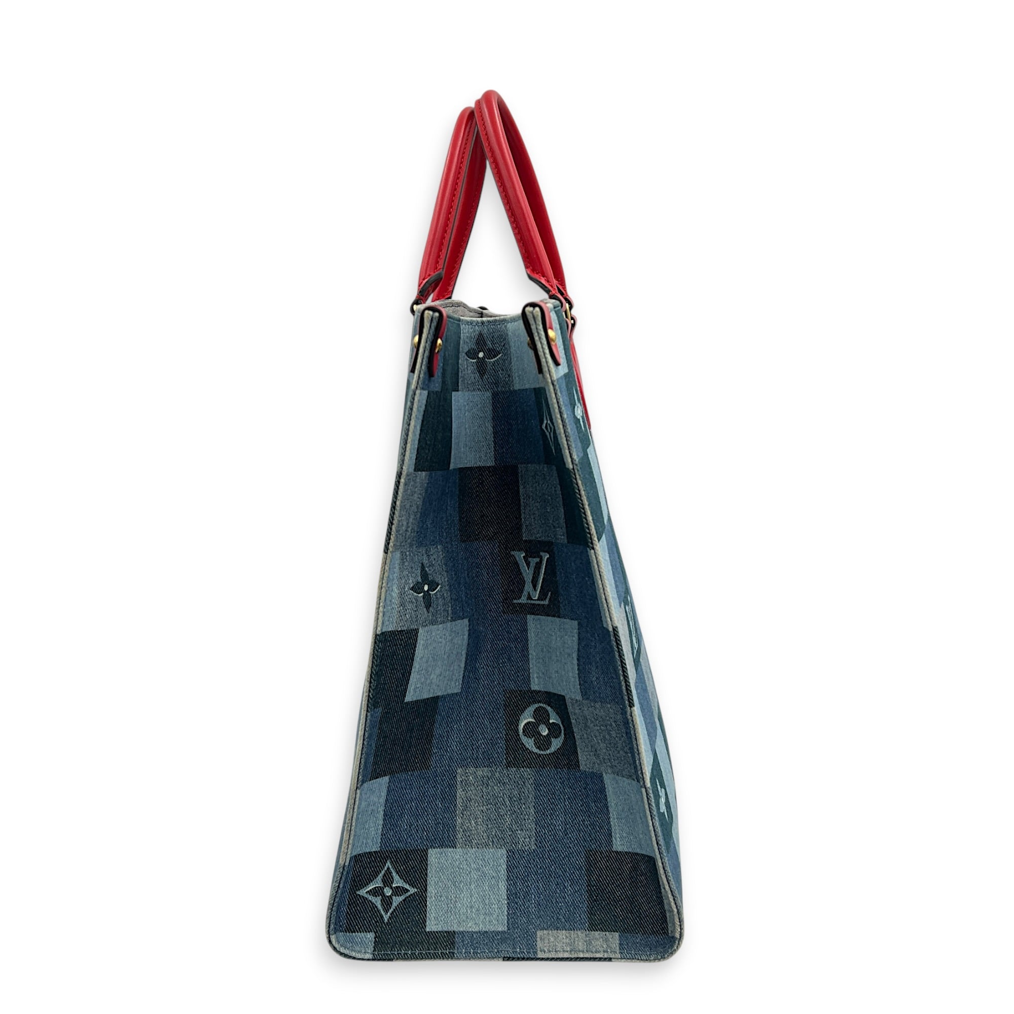 OnTheGo Top Handle Bag GM Blue in Denim, Gold hardware
