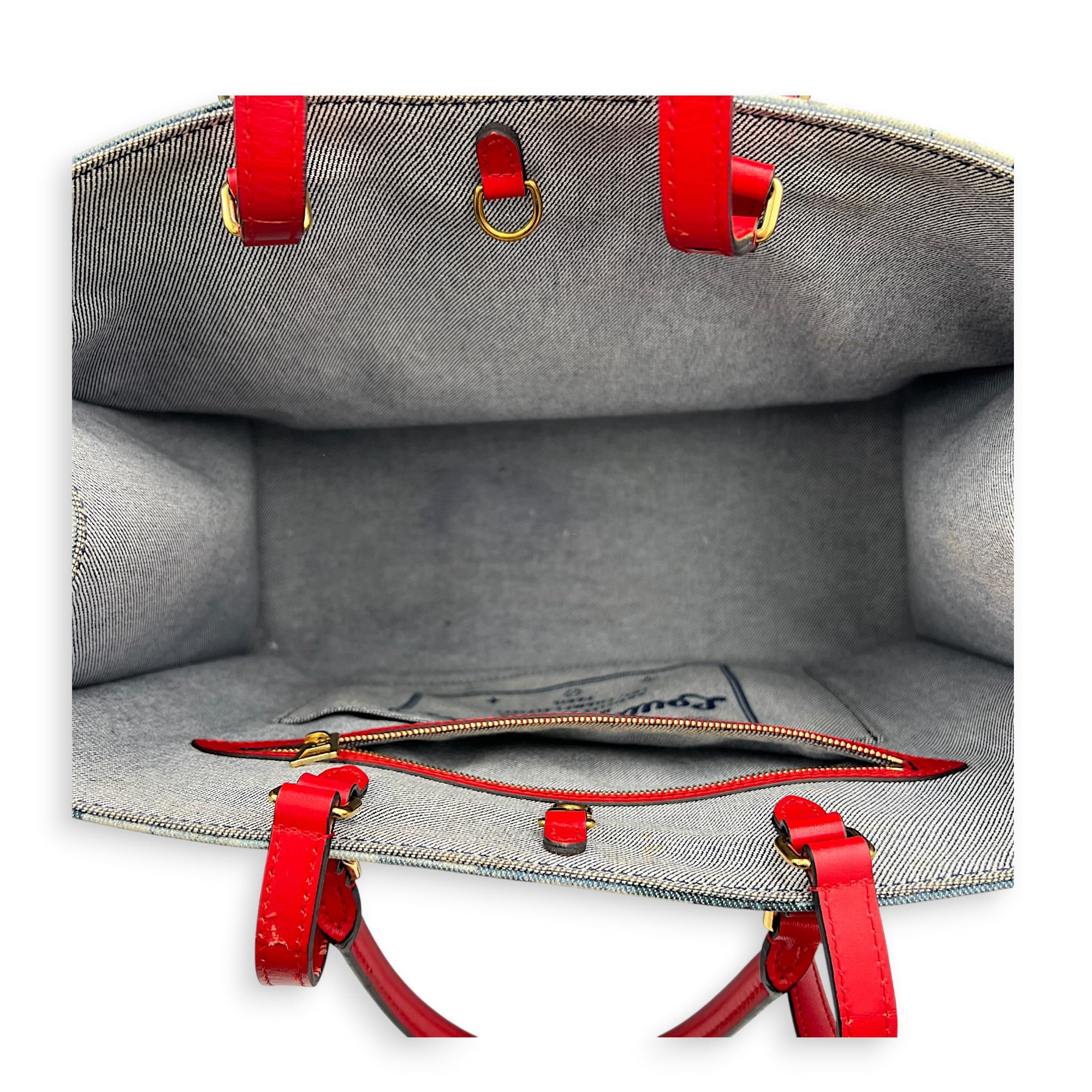 OnTheGo Top Handle Bag GM Blue in Denim, Gold hardware