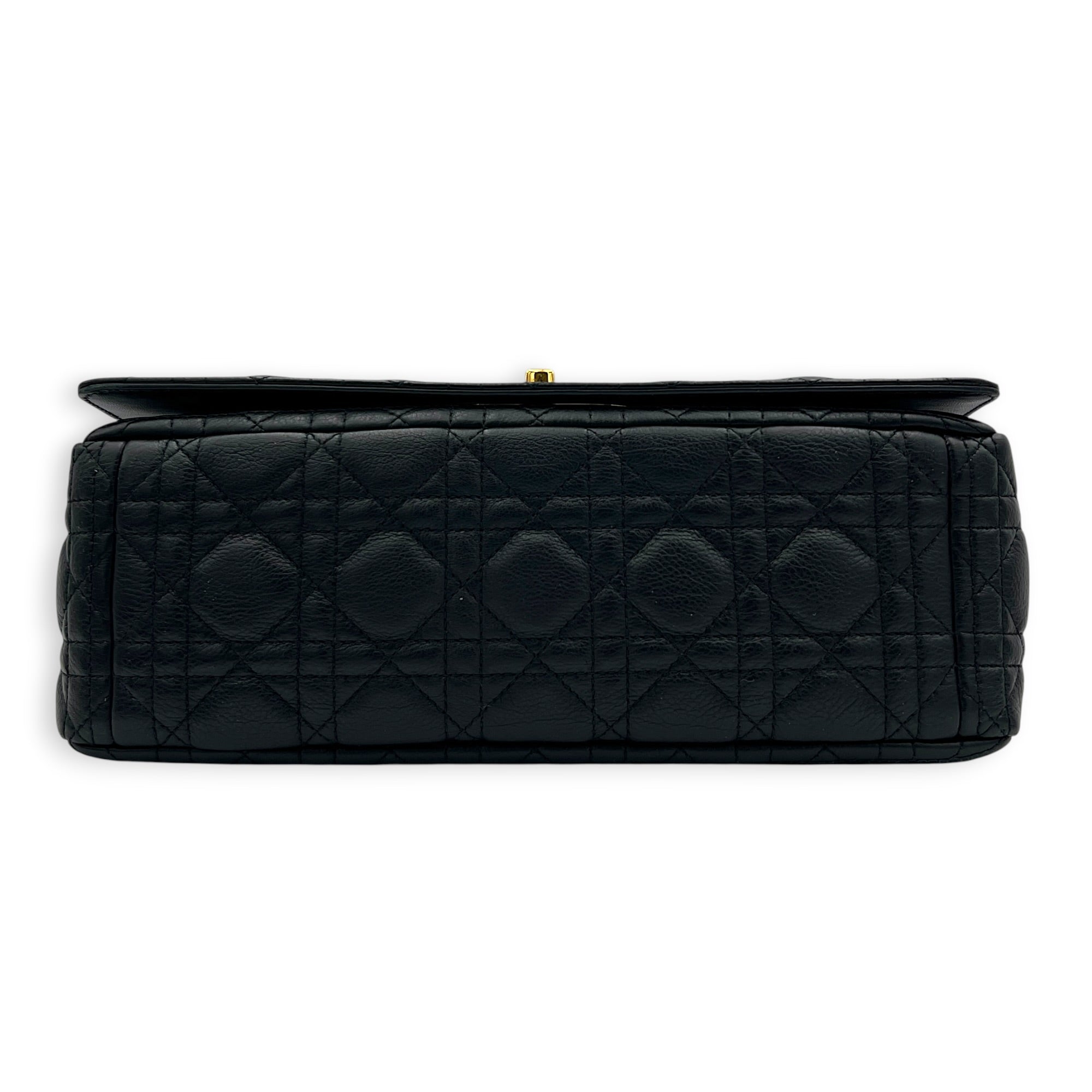 Caro Shoulder Bag Black in Calfskin, Gold hardware