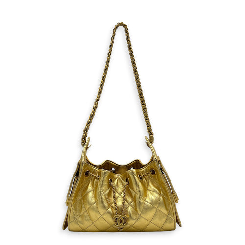 C25 Hobo Mini Gold Shoulder Bag in Caviar Leather, Gold hardware