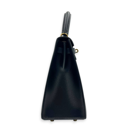 Sellier Kelly 25 Black Top Handle Bag in Box, Gold hardware
