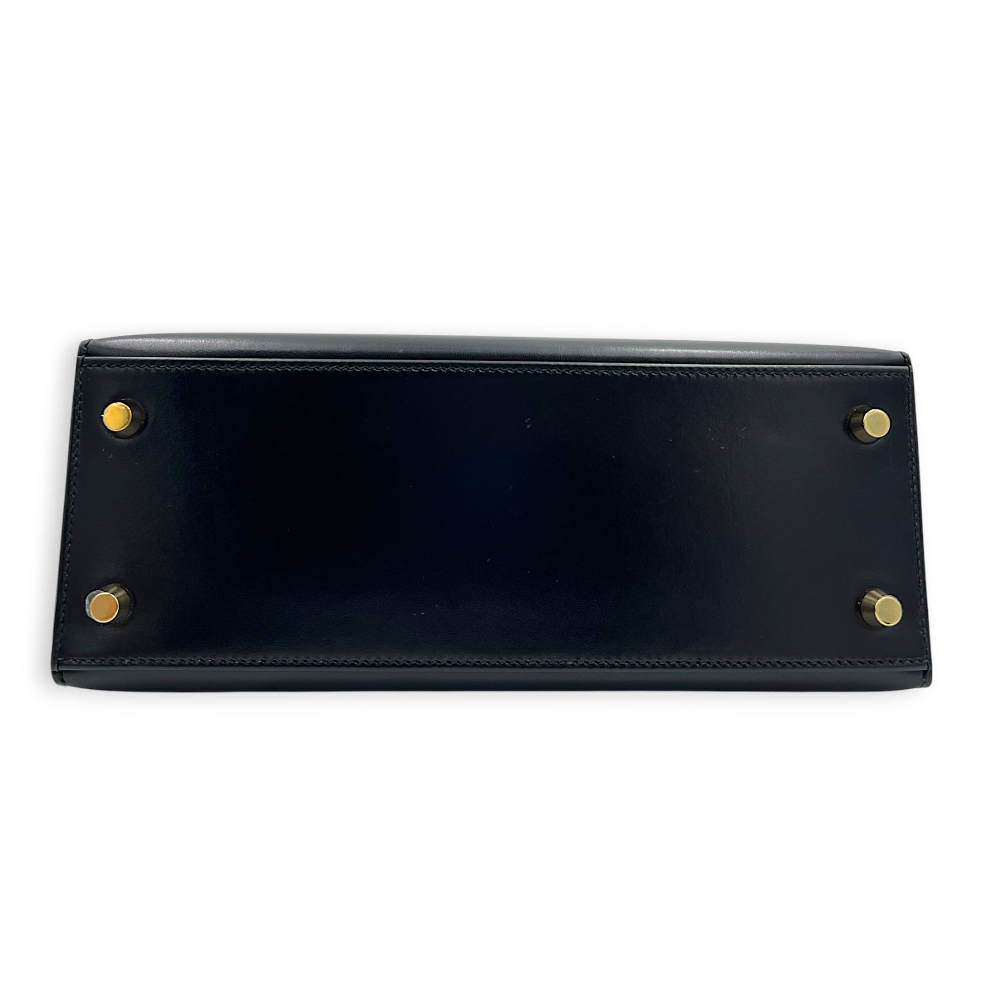 Sellier Kelly 25 Black Top Handle Bag in Box, Gold hardware