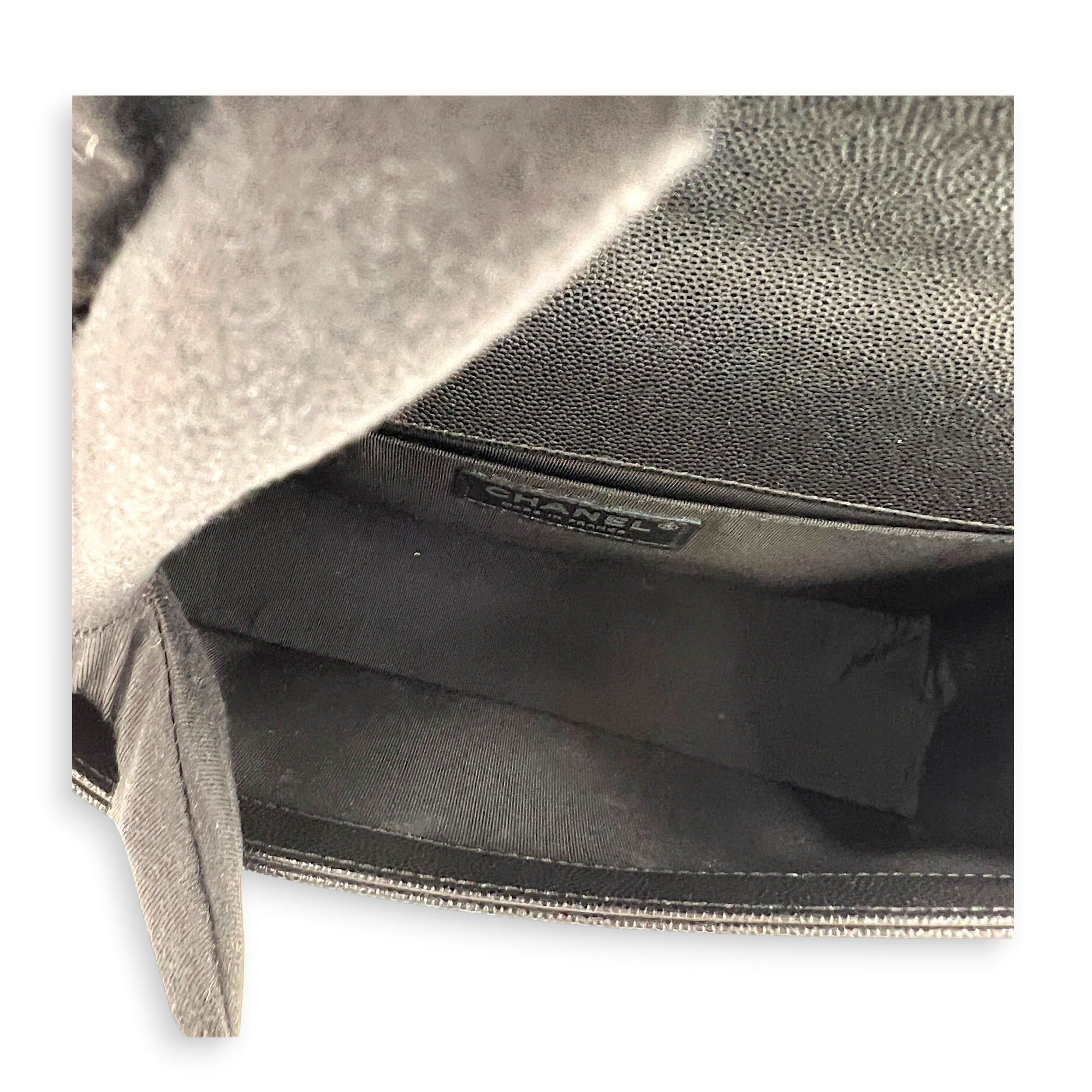 Boy Crossbody Bag Black in Caviar Leather, Ruthenium hardware