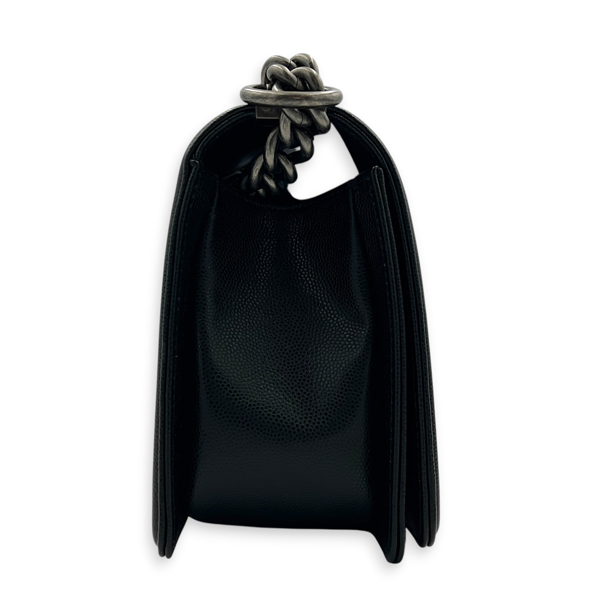 Boy Crossbody Bag Black in Caviar Leather, Ruthenium hardware