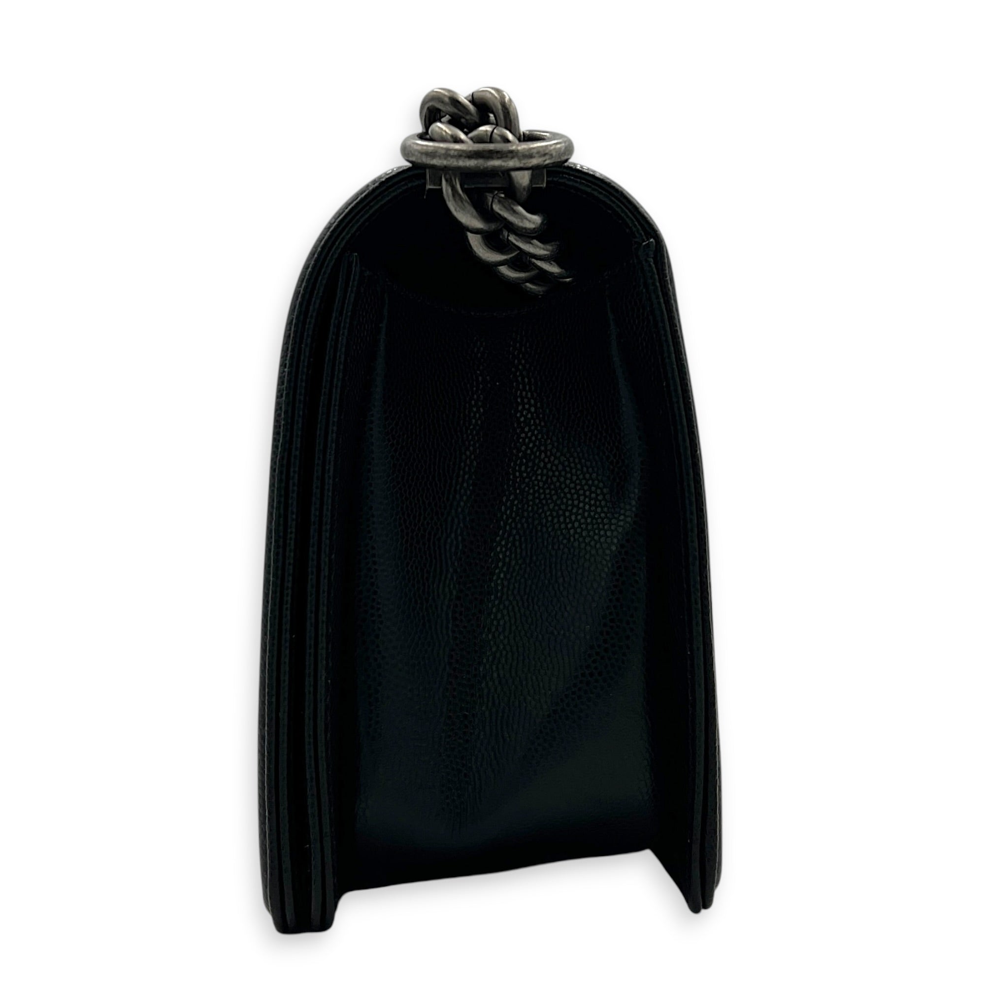 Boy Crossbody Bag Black in Caviar Leather, Ruthenium hardware