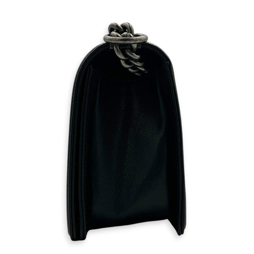 Boy Crossbody Bag Black in Caviar Leather, Ruthenium hardware