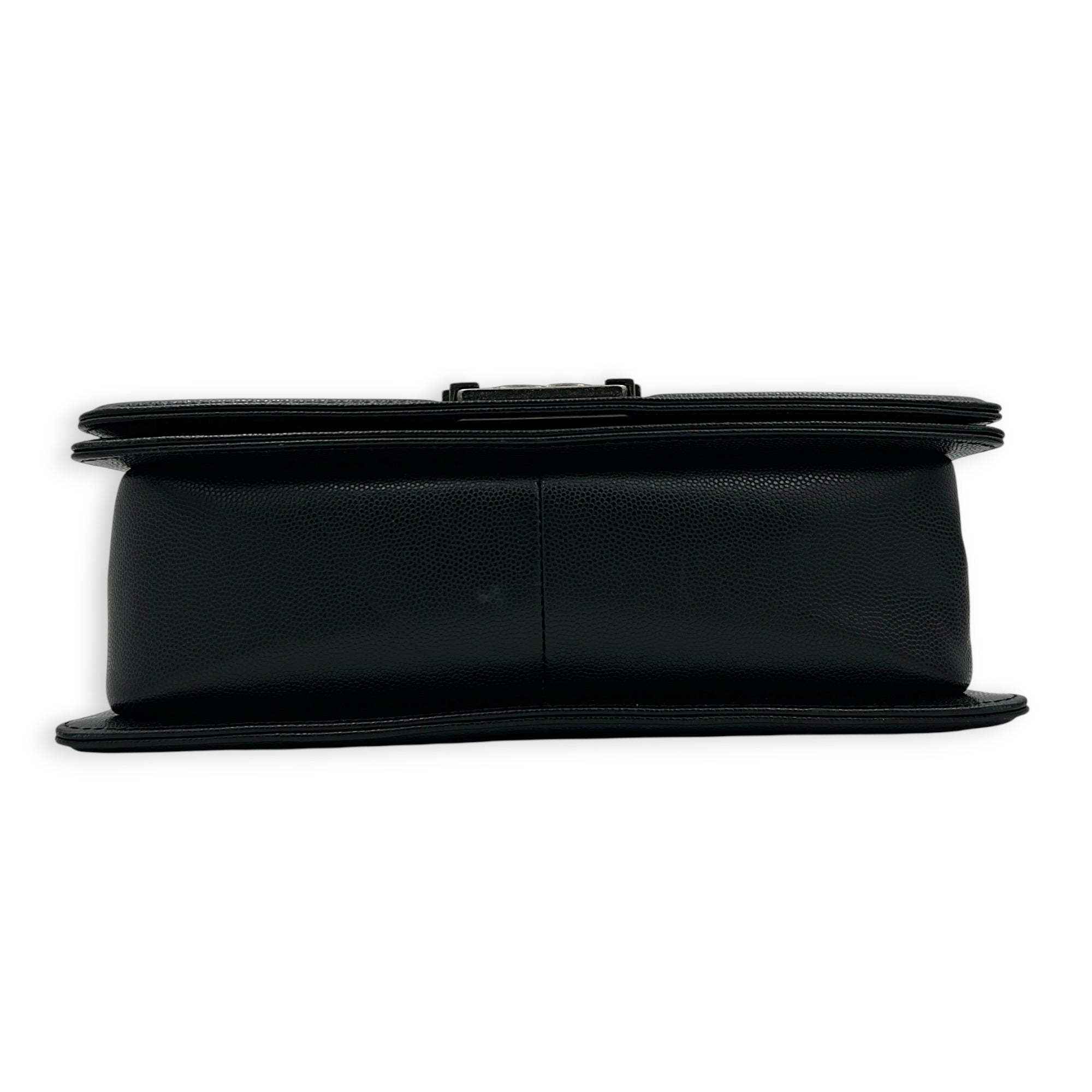 Boy Crossbody Bag Black in Caviar Leather, Ruthenium hardware