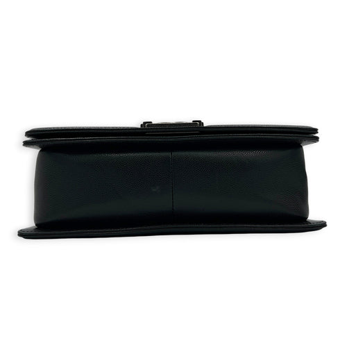Boy Crossbody Bag Black in Caviar Leather, Ruthenium hardware