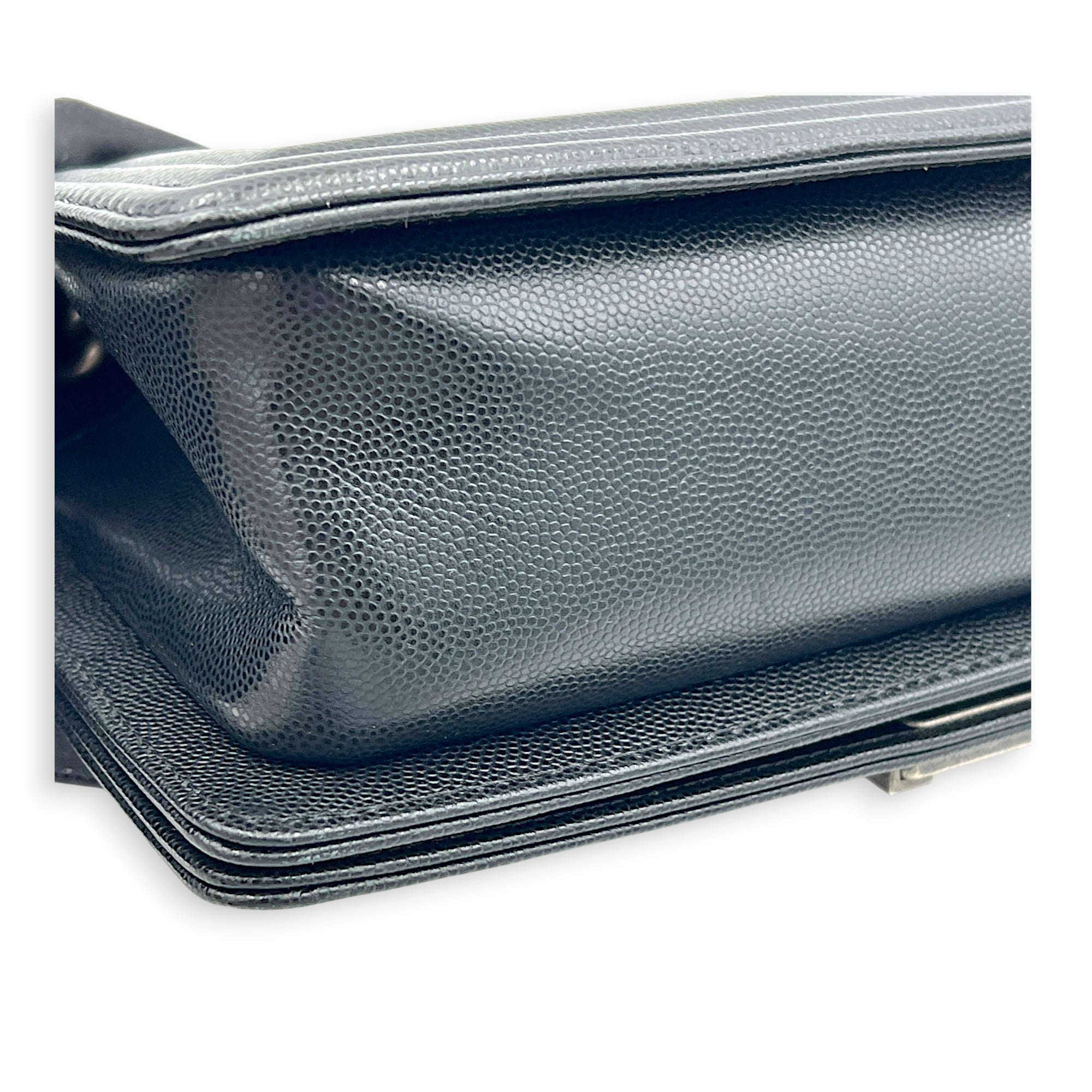 Boy Crossbody Bag Black in Caviar Leather, Ruthenium hardware