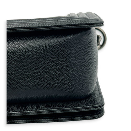 Boy Crossbody Bag Black in Caviar Leather, Ruthenium hardware