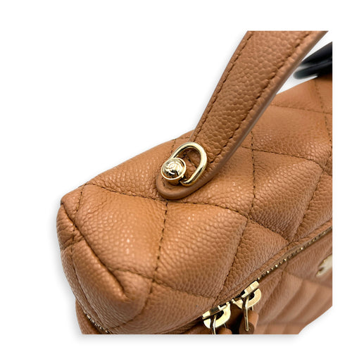 25S Top Handle Vanity Bag Brown in Caviar Leather, Gold hardware