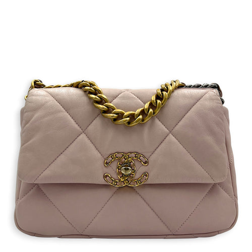 C19 Shoulder Bag Pink in Lambskin, Mixed hardware