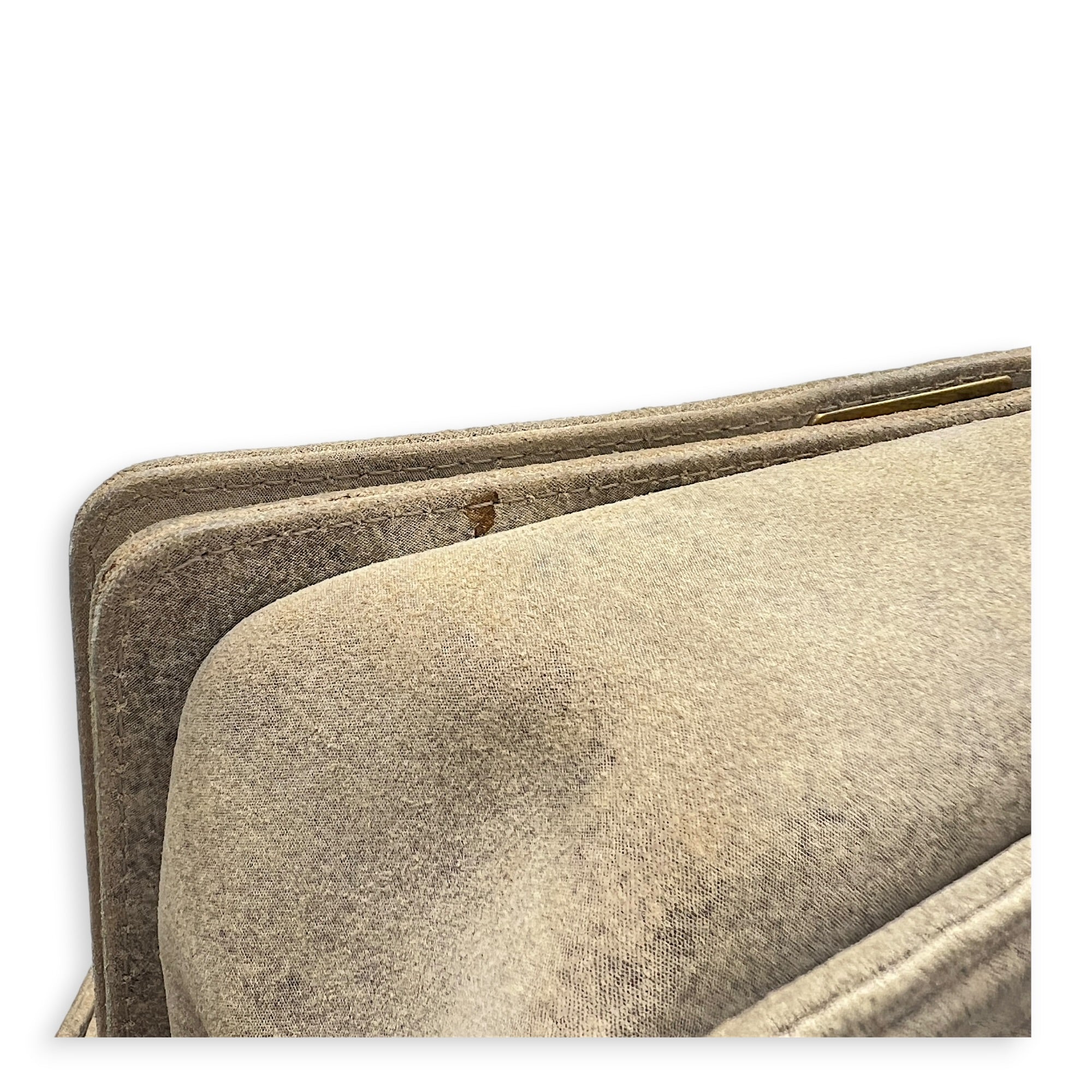 Boy Beige Crossbody Bag in Distressed Nubuck, Brushed Gold hardware