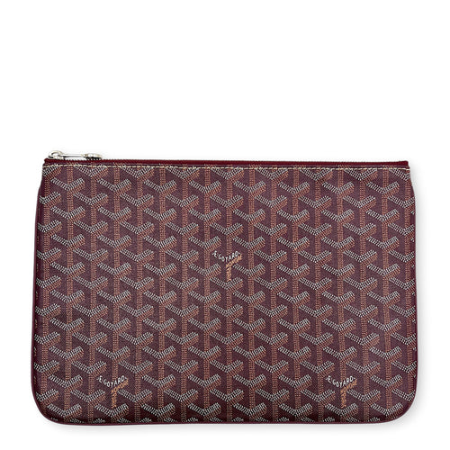 Sénat Red Pouch in Coated Canvas, Silver hardware
