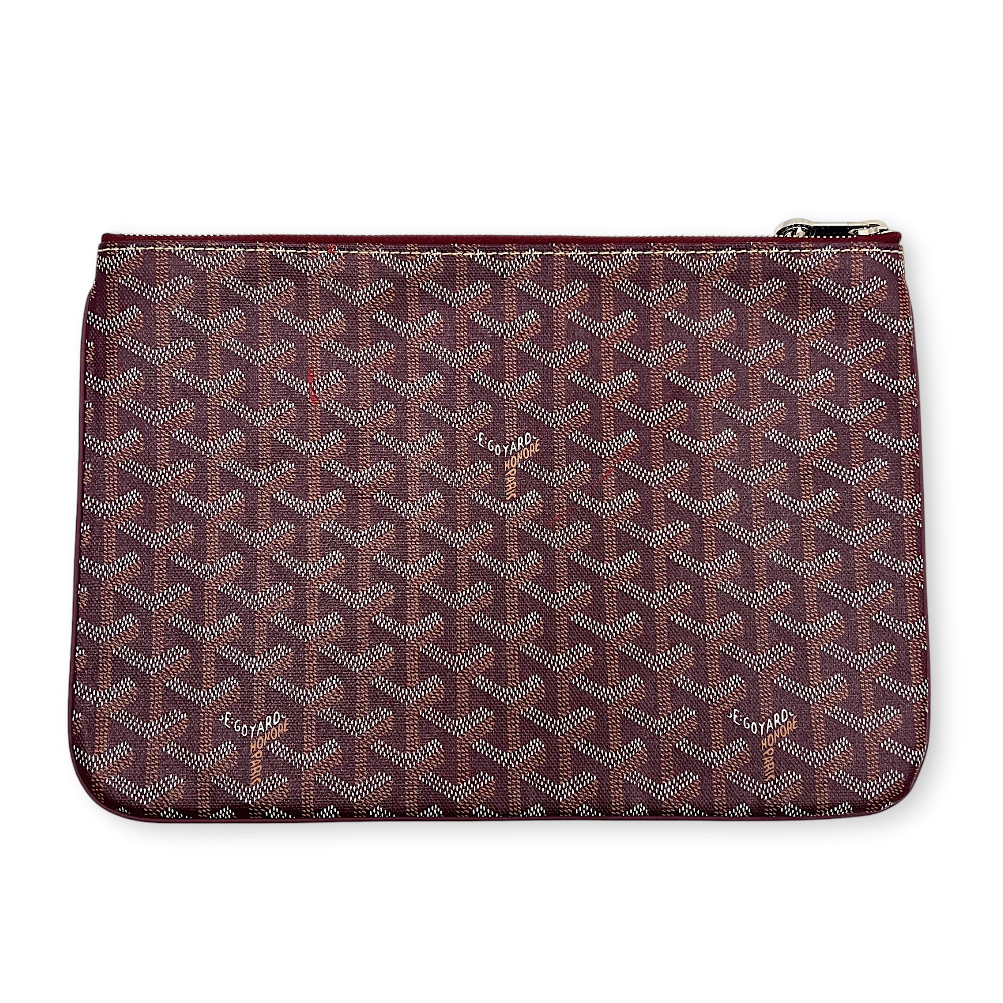 Sénat Red Pouch in Coated Canvas, Silver hardware