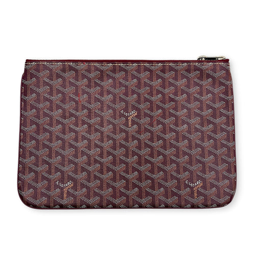 Sénat Red Pouch in Coated Canvas, Silver hardware