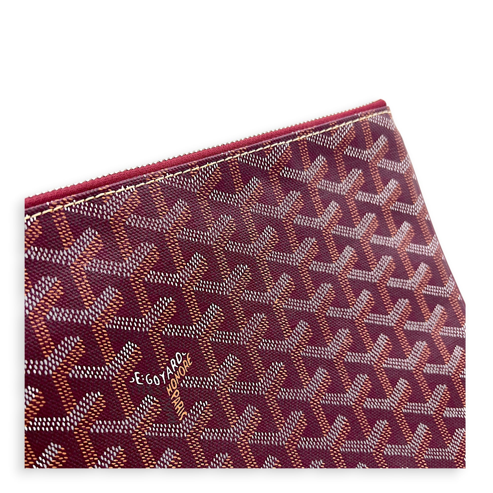 Sénat Red Pouch in Coated Canvas, Silver hardware