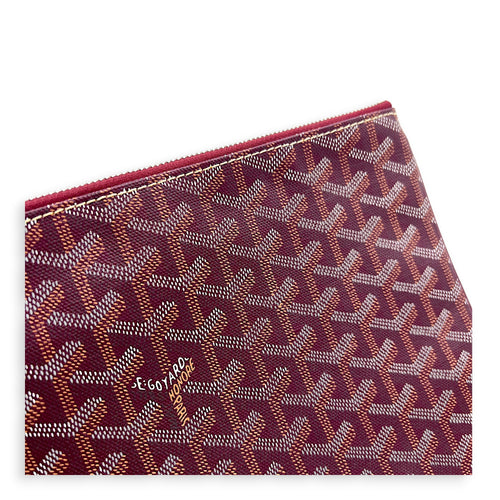 Sénat Red Pouch in Coated Canvas, Silver hardware