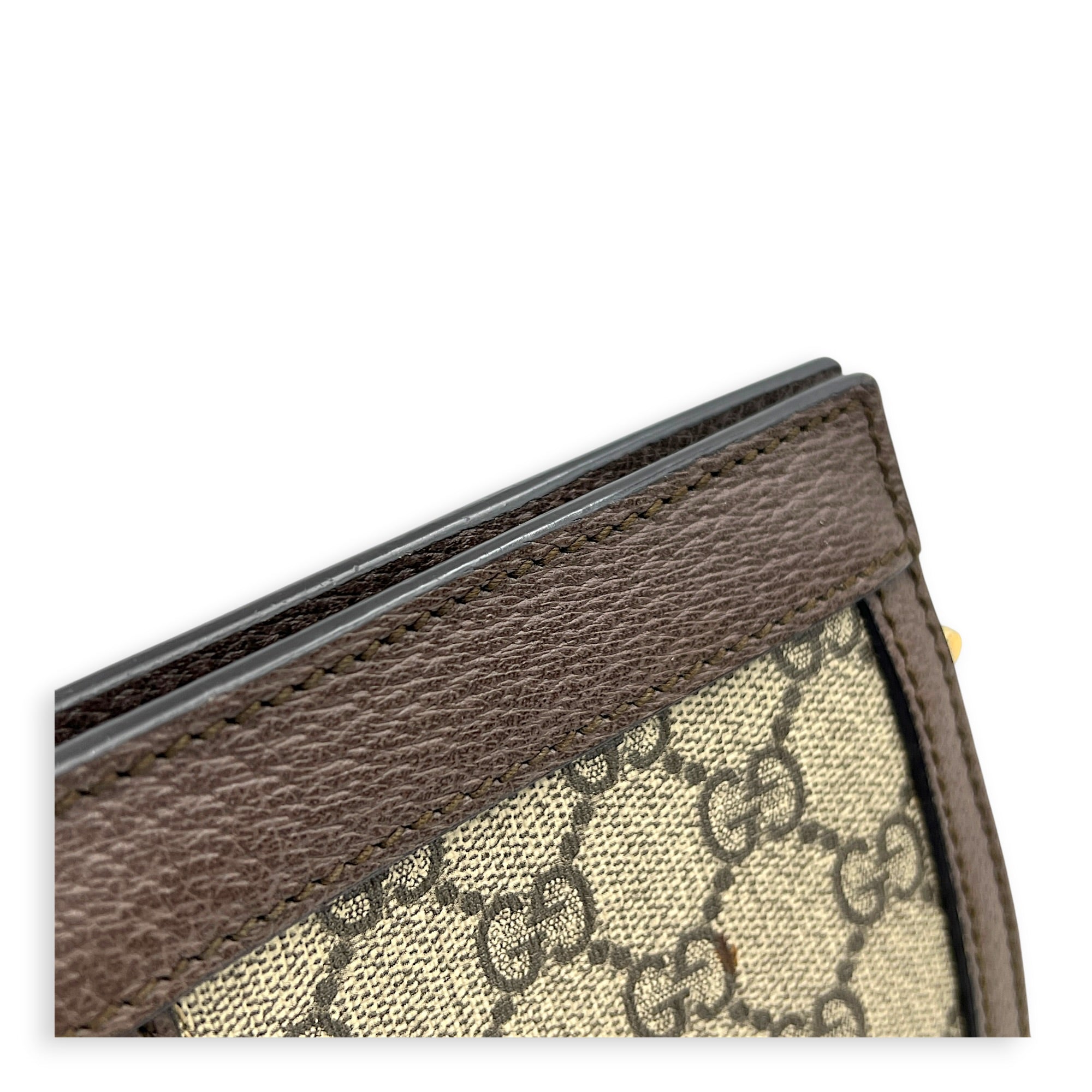 Ophidia Brown Crossbody Bag in Coated Canvas, Gold hardware