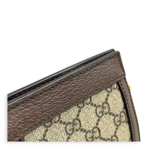 Ophidia Brown Crossbody Bag in Coated Canvas, Gold hardware