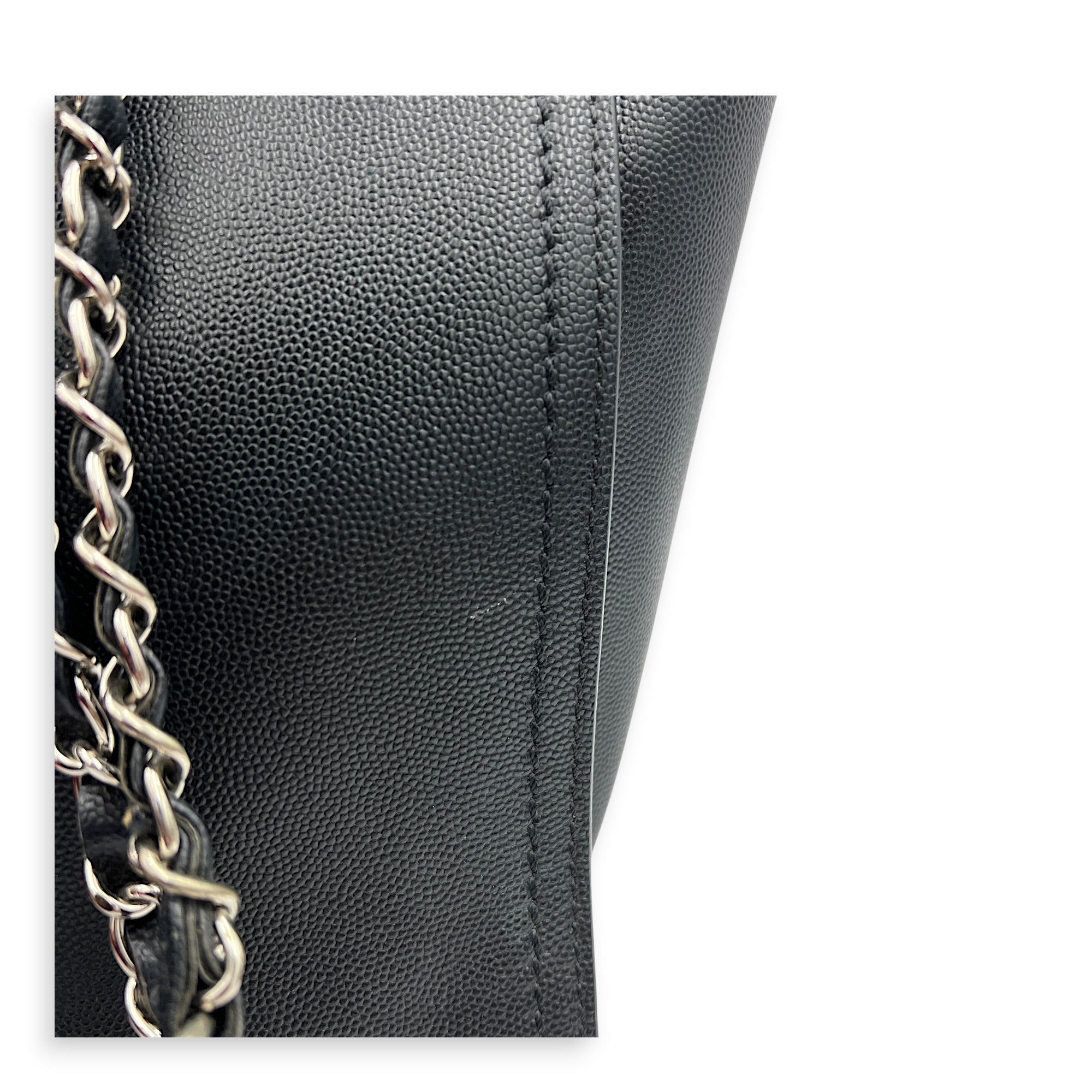 Deauville Tote Bag Black in Caviar Leather, Silver hardware