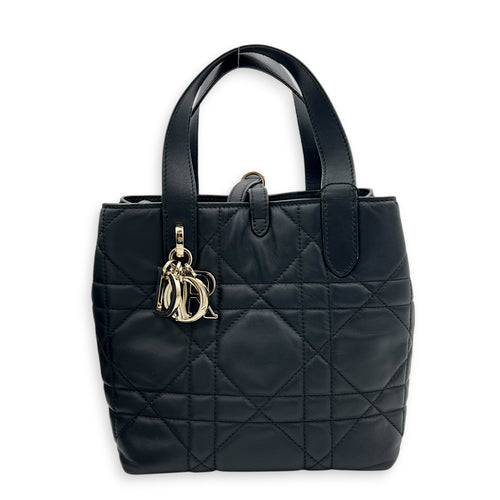 Toujours Vertical Black Top Handle Bag in Calfskin, Gold hardware