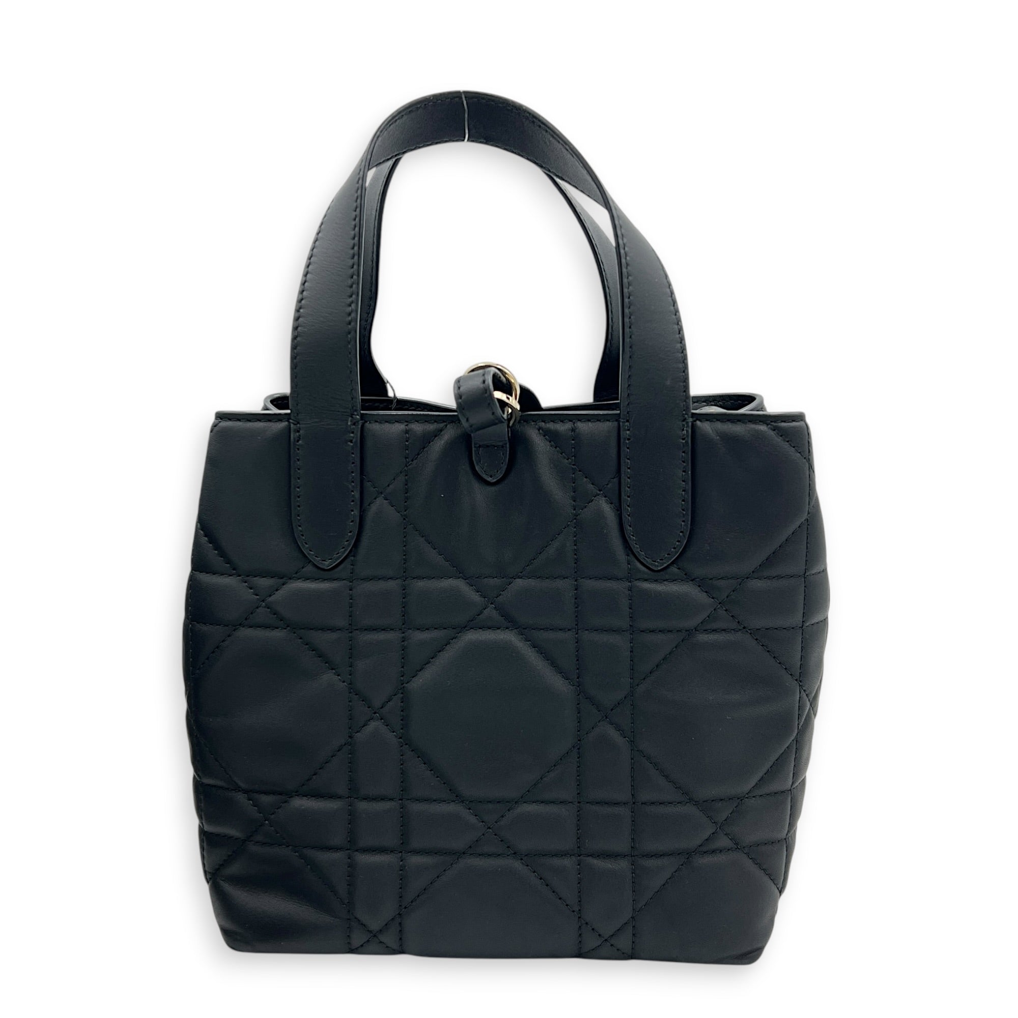 Toujours Vertical Black Top Handle Bag in Calfskin, Gold hardware