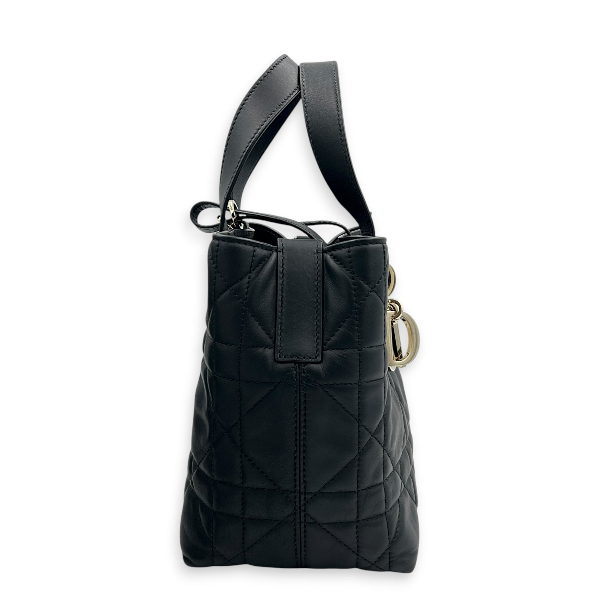 Toujours Vertical Black Top Handle Bag in Calfskin, Gold hardware