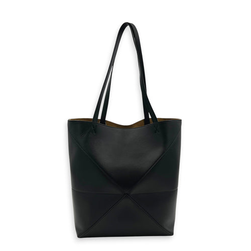 Puzzle Fold Black Tote Bag in Calfskin