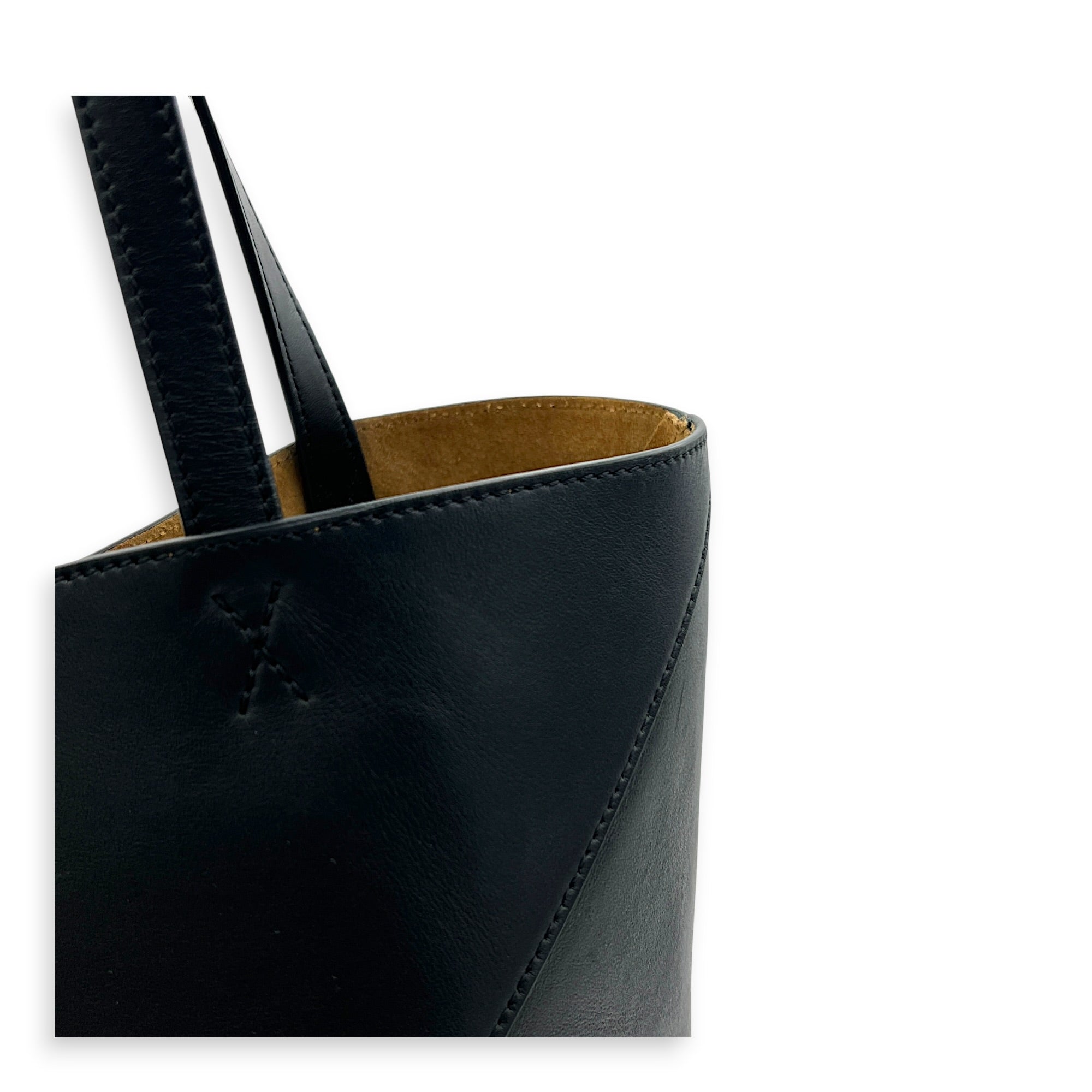 Puzzle Fold Black Tote Bag in Calfskin