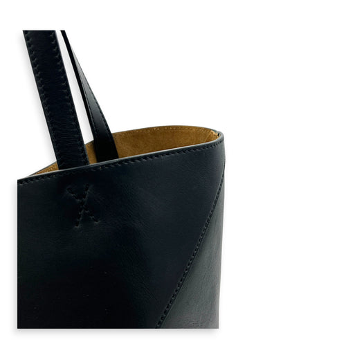 Puzzle Fold Black Tote Bag in Calfskin