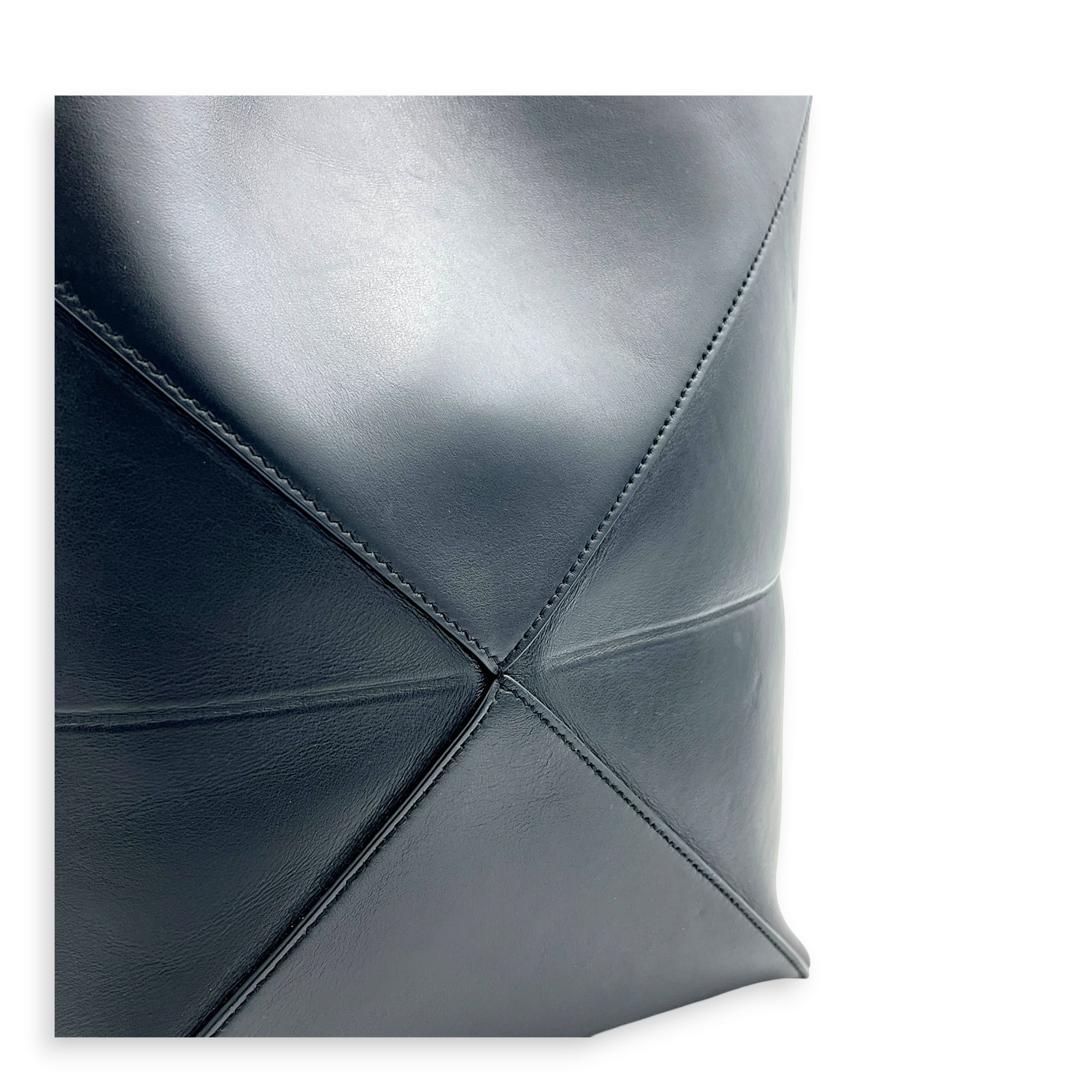 Puzzle Fold Black Tote Bag in Calfskin