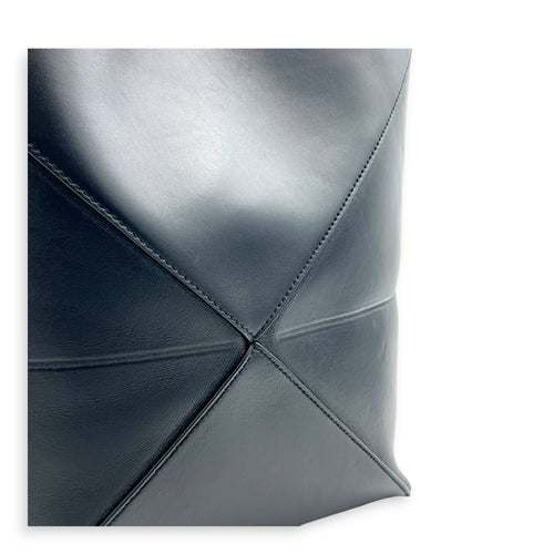 Puzzle Fold Black Tote Bag in Calfskin