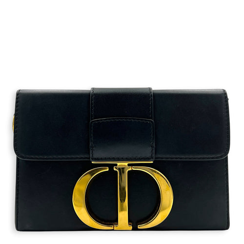 30 Montaigne Box Shoulder Bag Black in Calfskin, Gold hardware